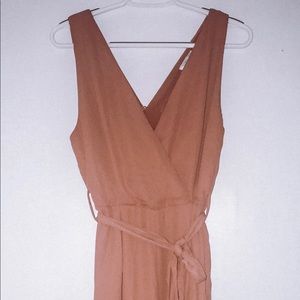 mauve jumpsuit with tie